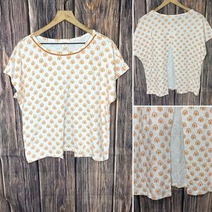 Sundance Tree Pattern Split Back Short Sleeved T-Shirt Size Med